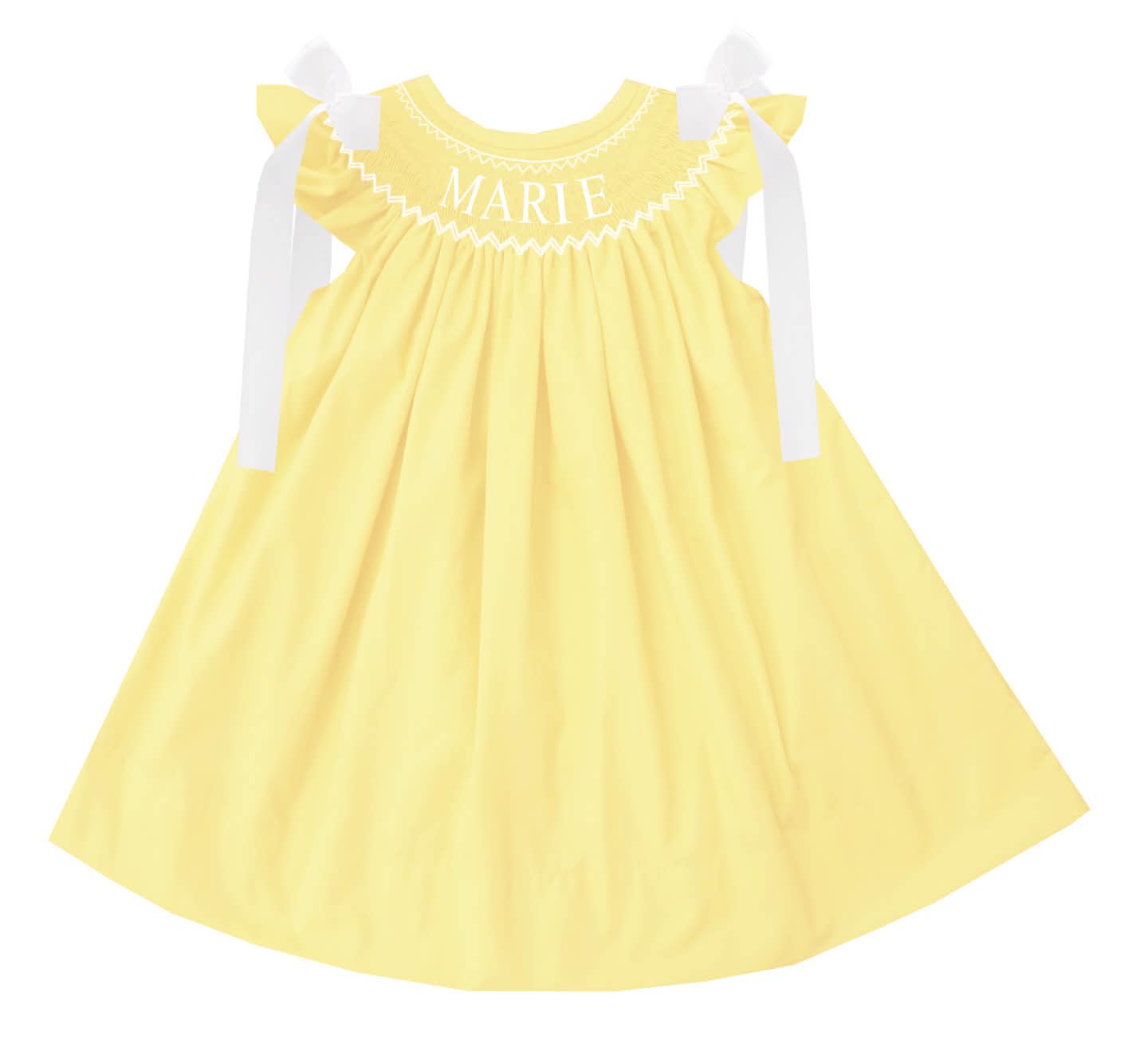 Hand Smocked Custom Name - Yellow