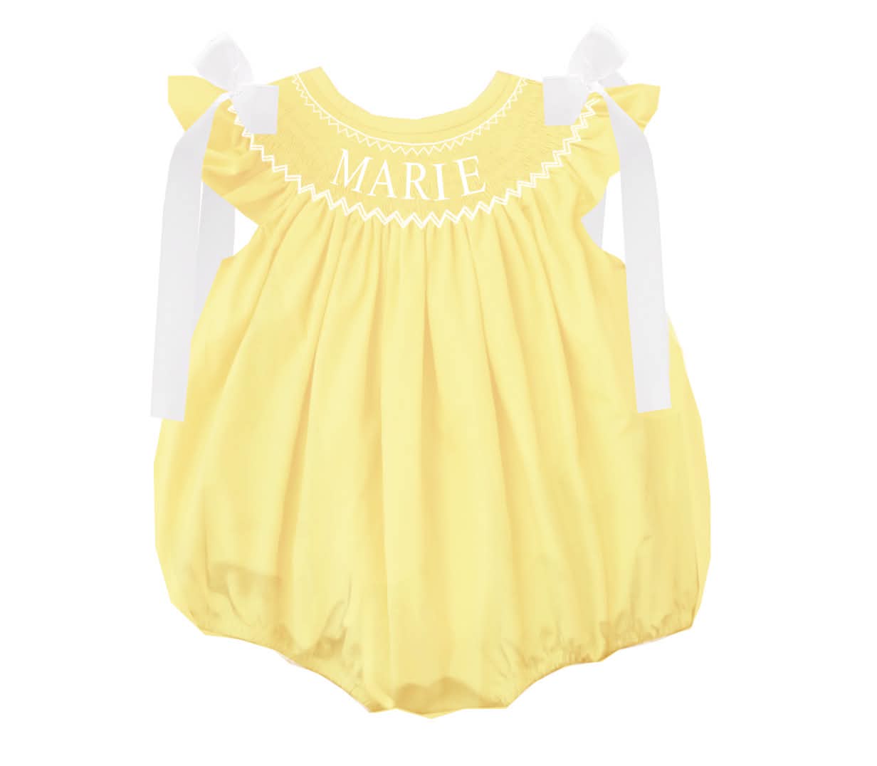 Hand Smocked Custom Name - Yellow