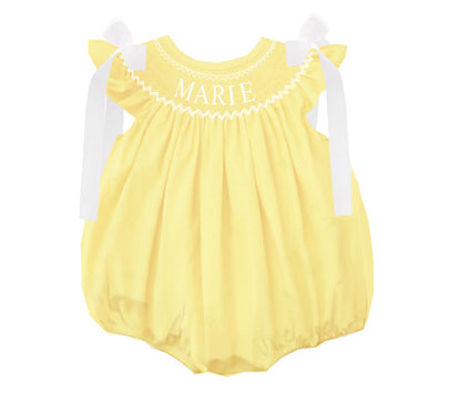 Hand Smocked Custom Name - Yellow