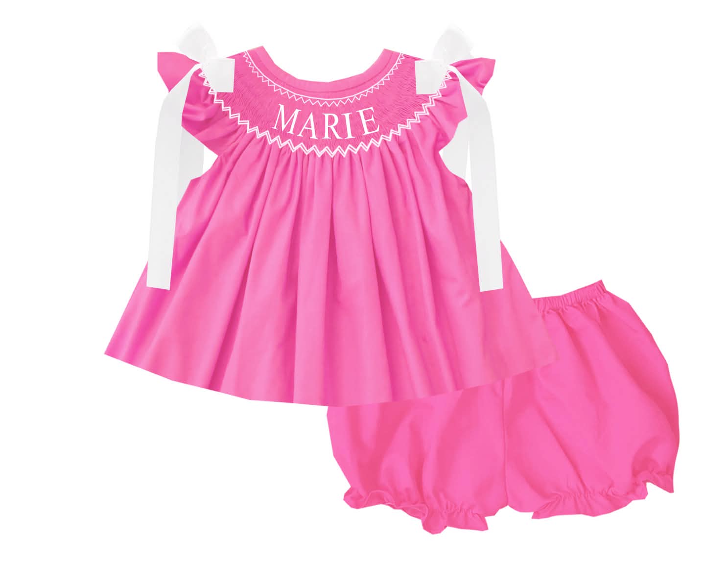 Hand Smocked Custom Name - Hot Pink