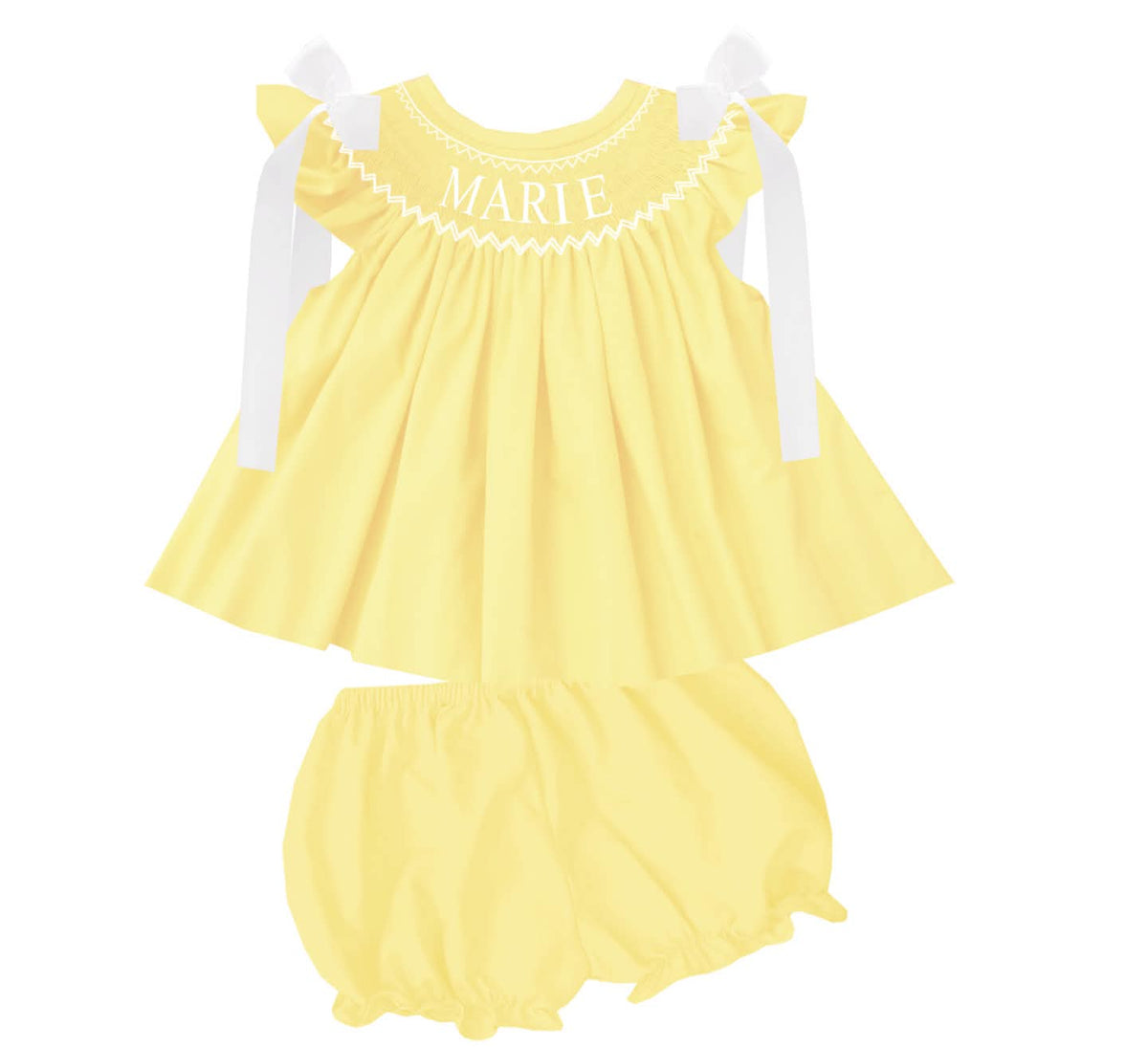 Hand Smocked Custom Name - Yellow