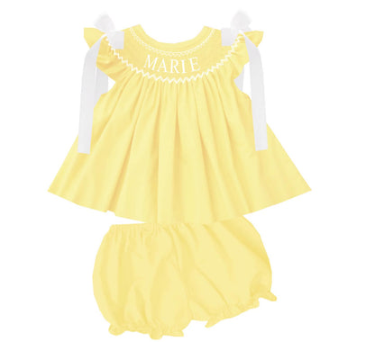 Hand Smocked Custom Name - Yellow
