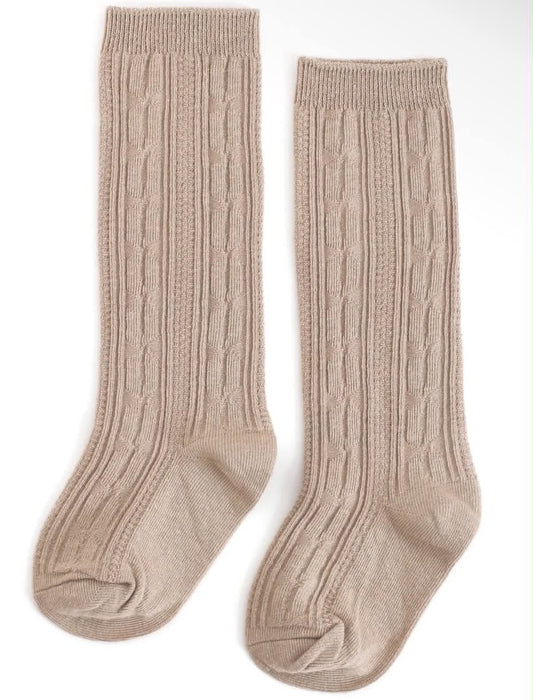 Oat Cable Knit Knee High Sock