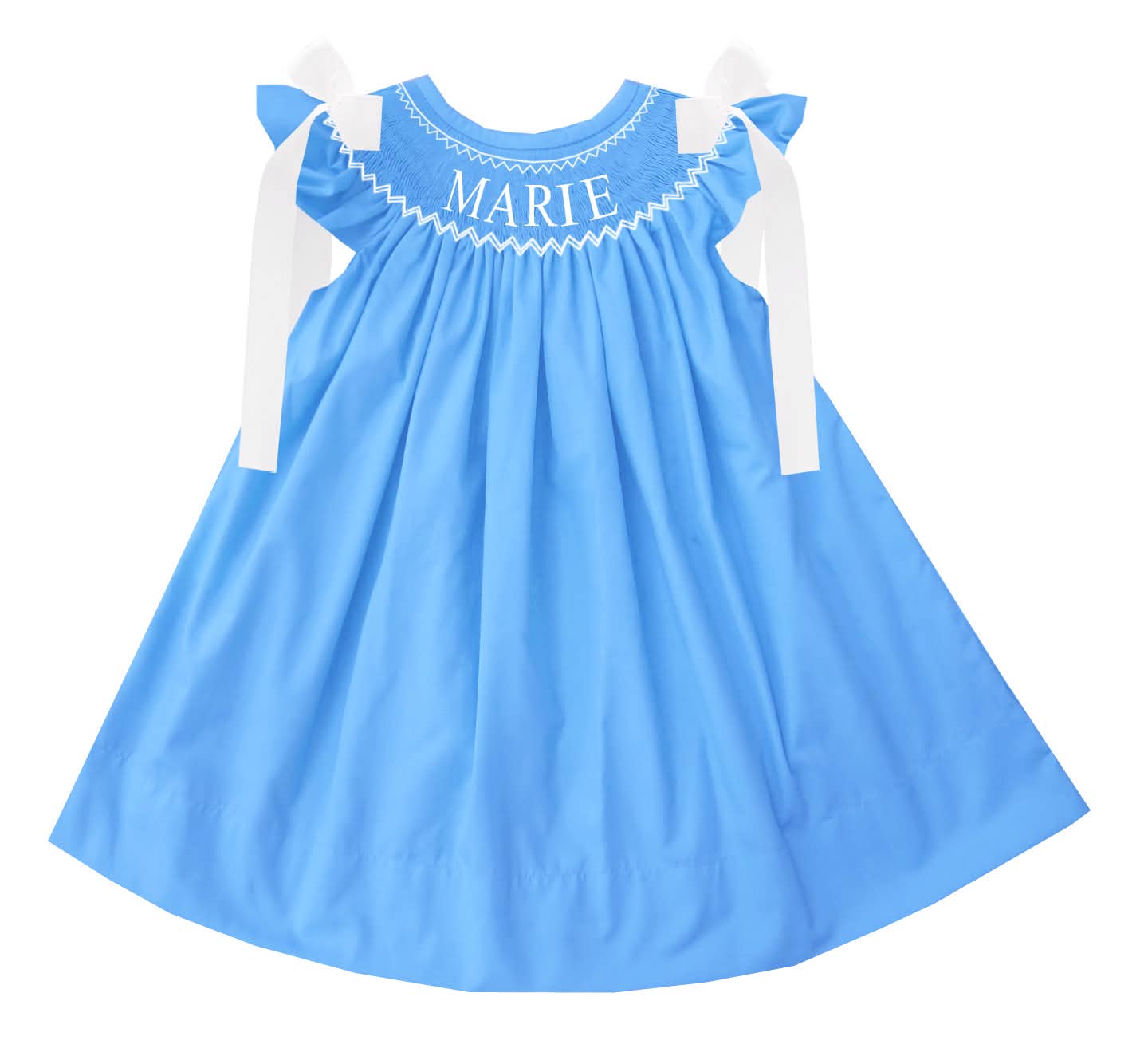 Hand Smocked Custom Name - Blue