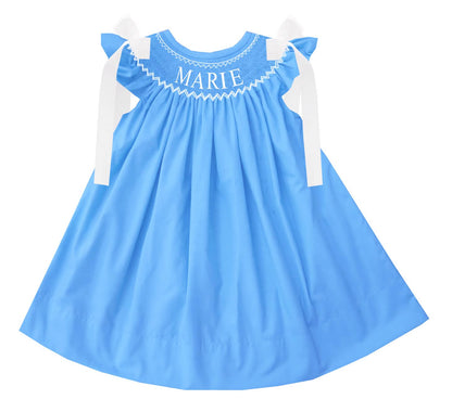 Hand Smocked Custom Name - Blue