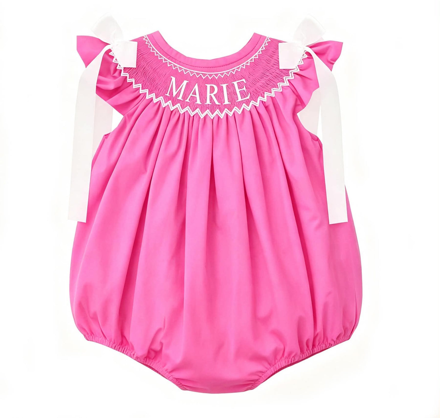 Hand Smocked Custom Name - Hot Pink