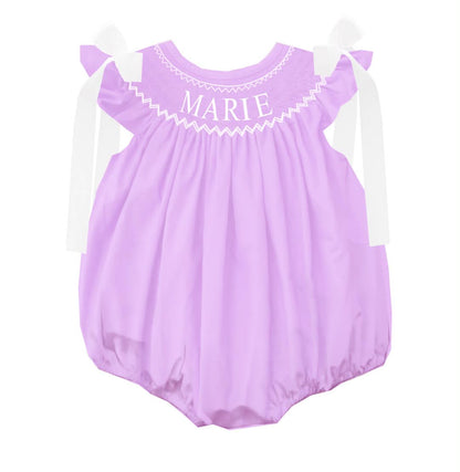 Hand Smocked Custom Name - Light Purple