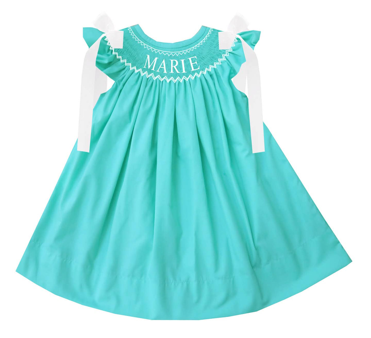 Hand Smocked Custom Name - Tiff Blue/Green