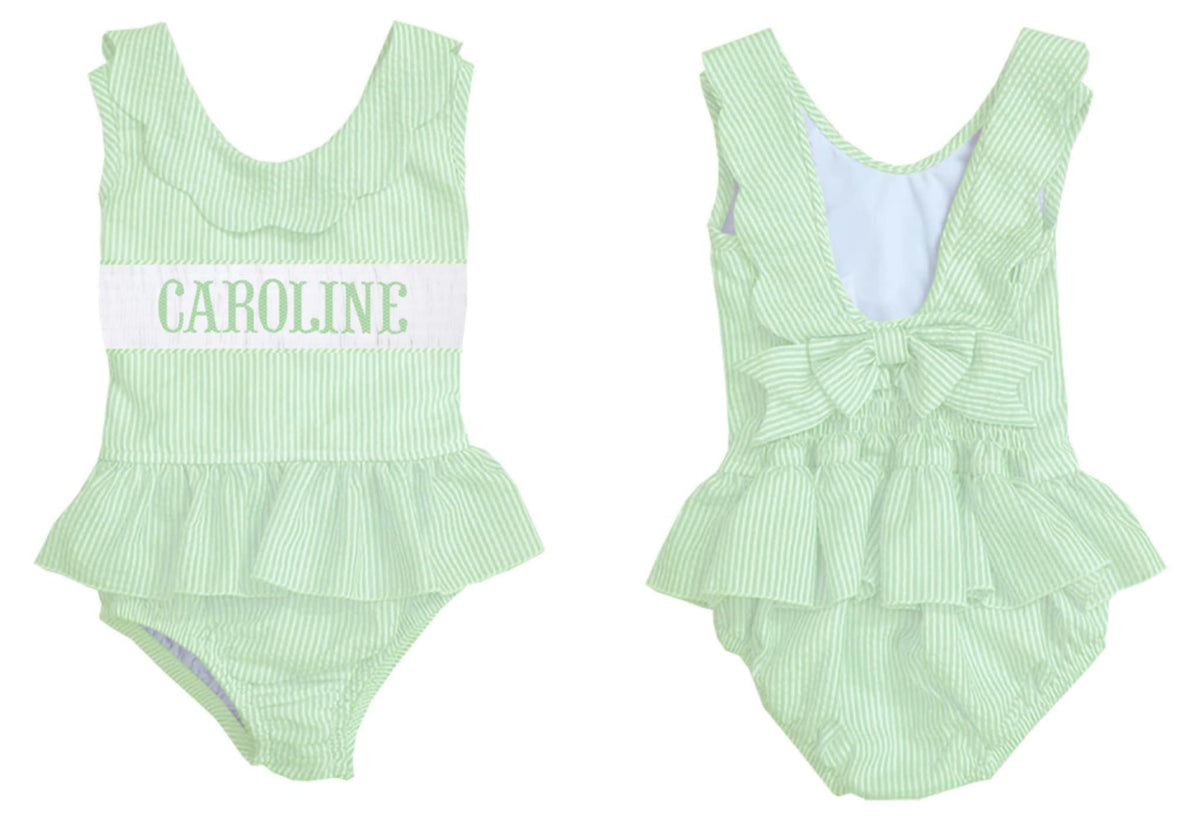 Preorder - Hand Smocked Seersucker - One Piece (Ships from CT to customers early March)