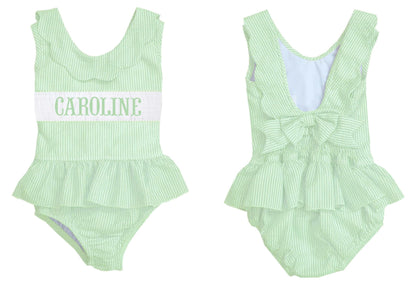 Preorder - Hand Smocked Seersucker - One Piece (Ships from CT to customers early March)
