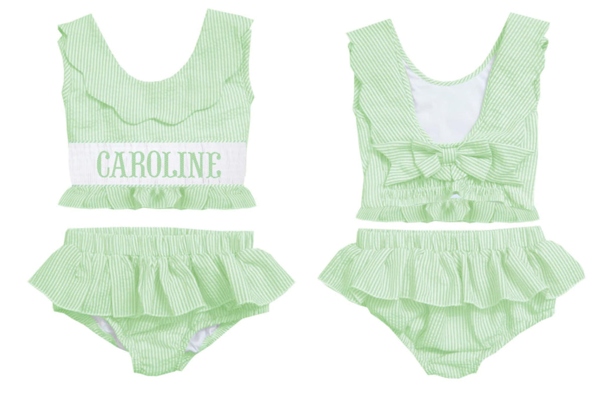 Preorder - Hand Smocked Seersucker - Two Piece (Ships from CT to customers early March)
