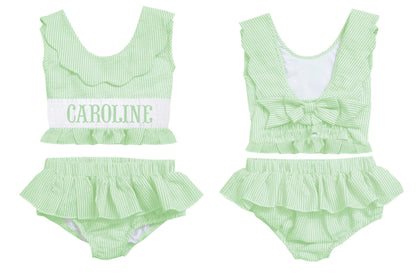 Preorder - Hand Smocked Seersucker - Two Piece (Ships from CT to customers early March)