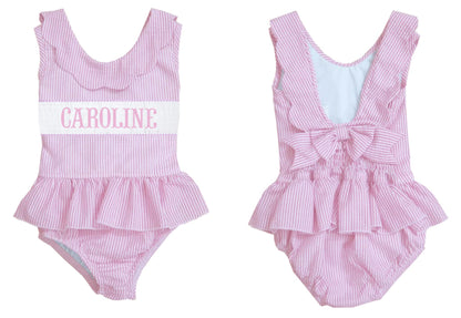 Preorder - Hand Smocked Seersucker - One Piece (Ships from CT to customers early March)