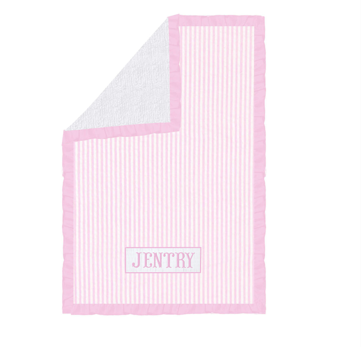 Preorder - Hand Smocked Seersucker - Towel WITH RUFFLES (Ships from CT to customers early March)