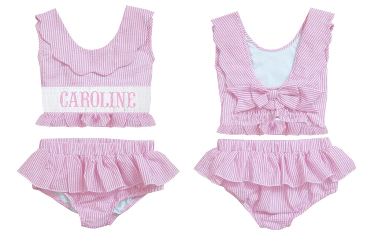 Preorder - Hand Smocked Seersucker - Two Piece (Ships from CT to customers early March)