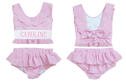 Preorder - Hand Smocked Seersucker - Two Piece (Ships from CT to customers early March)