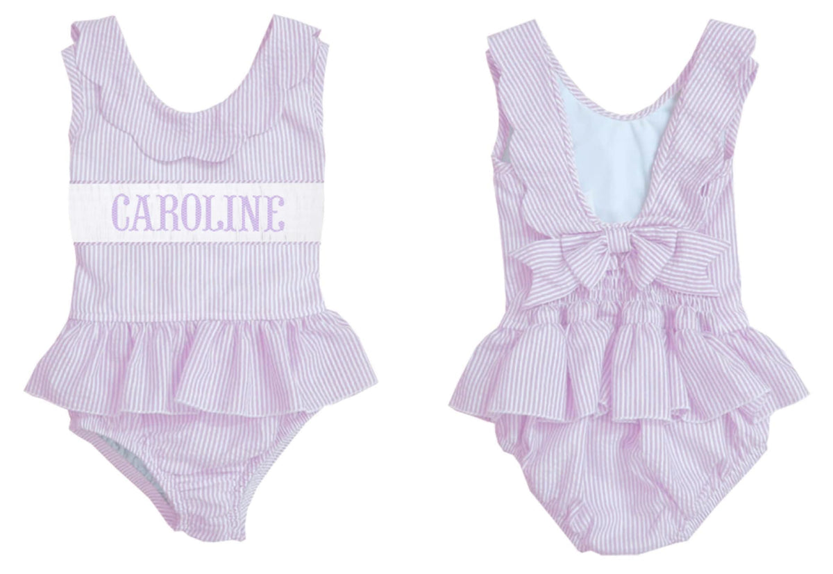 Preorder - Hand Smocked Seersucker - One Piece (Ships from CT to customers early March)