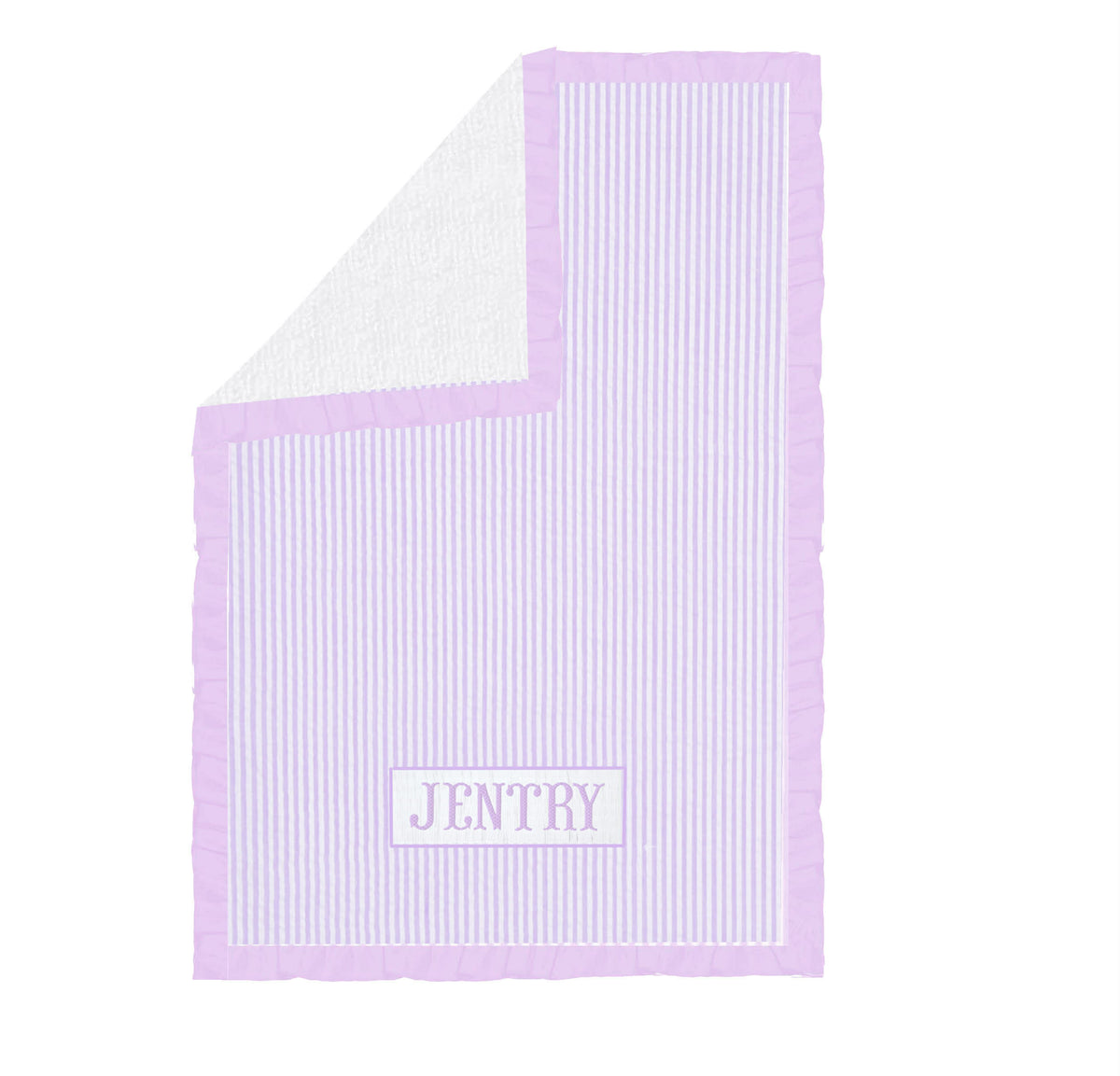 Preorder - Hand Smocked Seersucker - Towel WITH RUFFLES (Ships from CT to customers early March)