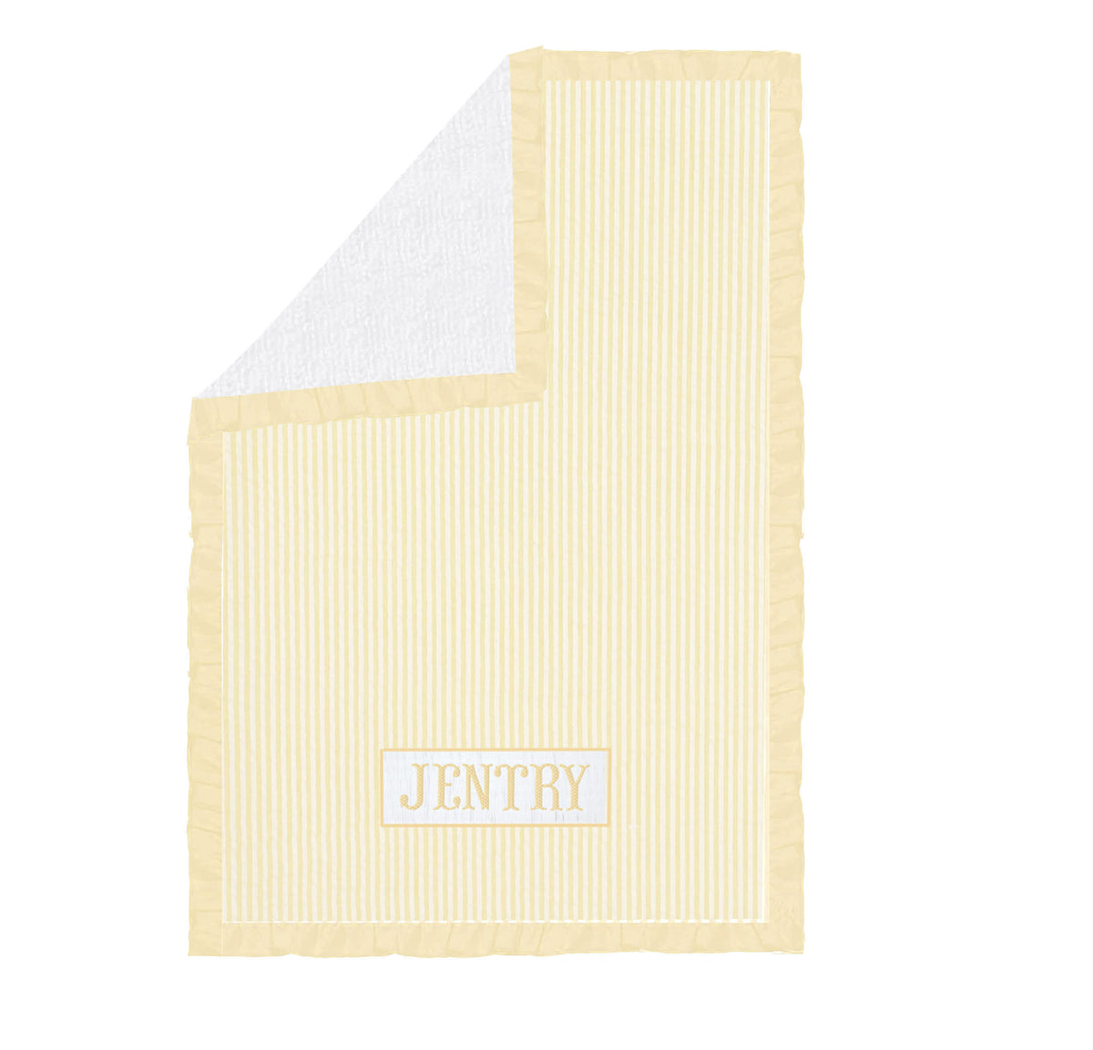 Preorder - Hand Smocked Seersucker - Towel WITH RUFFLES (Ships from CT to customers early March)